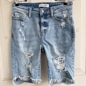 Judy Blue | Distressed Stretch Bermuda Jean Shorts | Size S